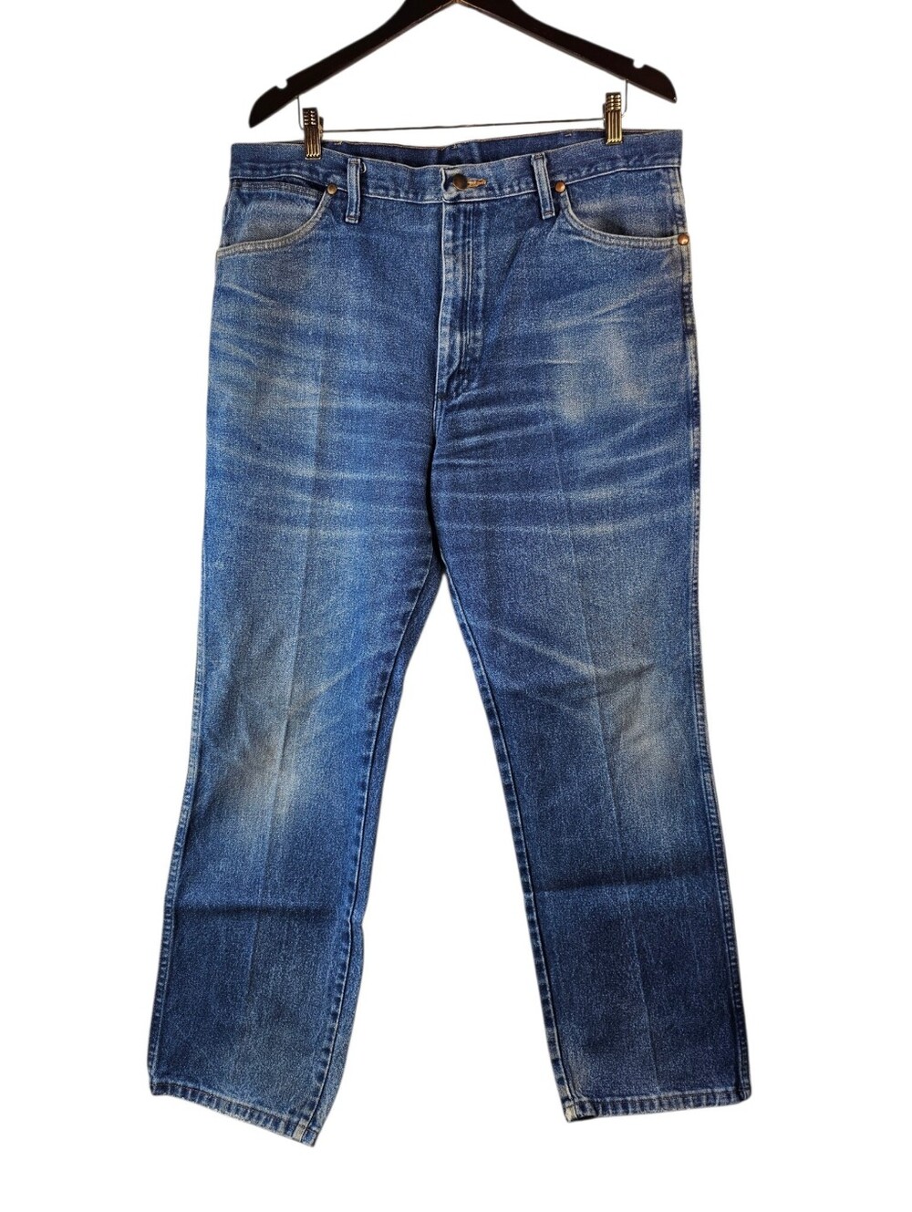 Wrangler 936PWD Jeans 38x32 Faded Blue Denim Cowboy Cut 100% Cotton